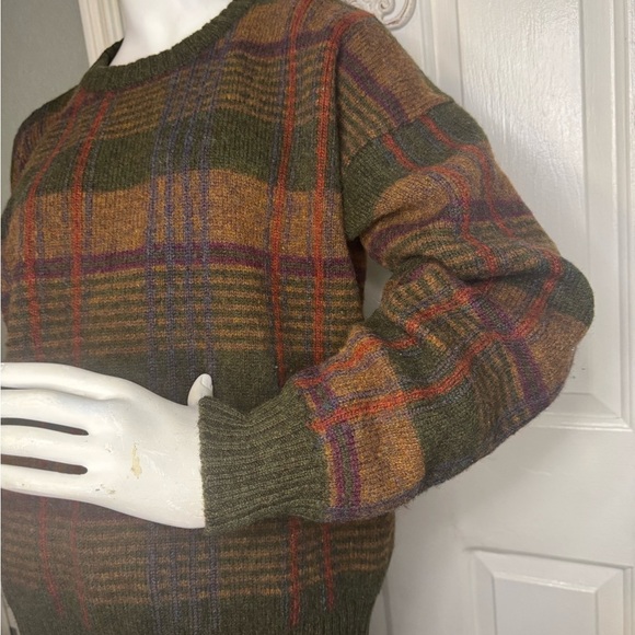 VINTAGE Christopher Hayes Sweater Mens Size M Green Red Plaid Shetland Wool. - Picture 4 of 11